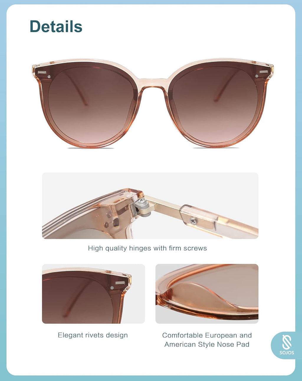 SOJOS designer Sunglasses Womens Trendy 2025 Classic Round Retro Vintage Shades Large Frame Sunnies SJ2067