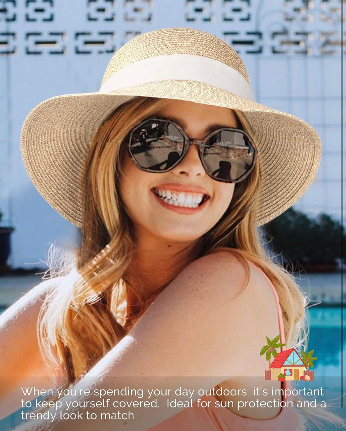 FURTALK Womens Beach Sun Straw Hat UV UPF 80+ Travel Foldable Brim Summer UV Hat! Special gift with orders over $100