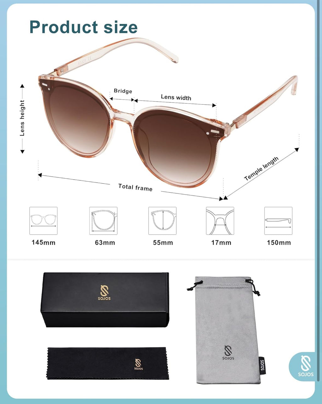 SOJOS designer Sunglasses Womens Trendy 2025 Classic Round Retro Vintage Shades Large Frame Sunnies SJ2067
