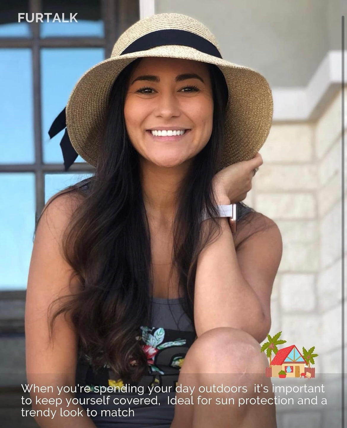 FURTALK Womens Beach Sun Straw Hat UV UPF 80+ Travel Foldable Brim Summer UV Hat! Special gift with orders over $100