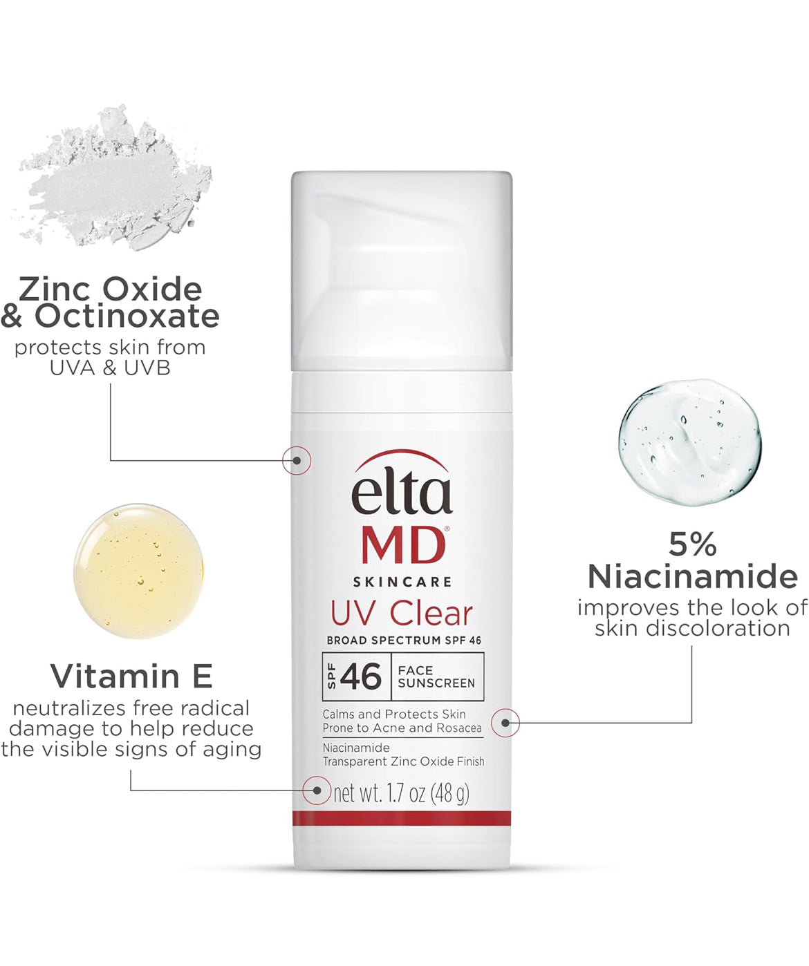EltaMD UV Clear Face Sunscreen SPF 46, Oil Free Sunscreen with Zinc Oxide, Dermatologist Recommended Sunscreen
