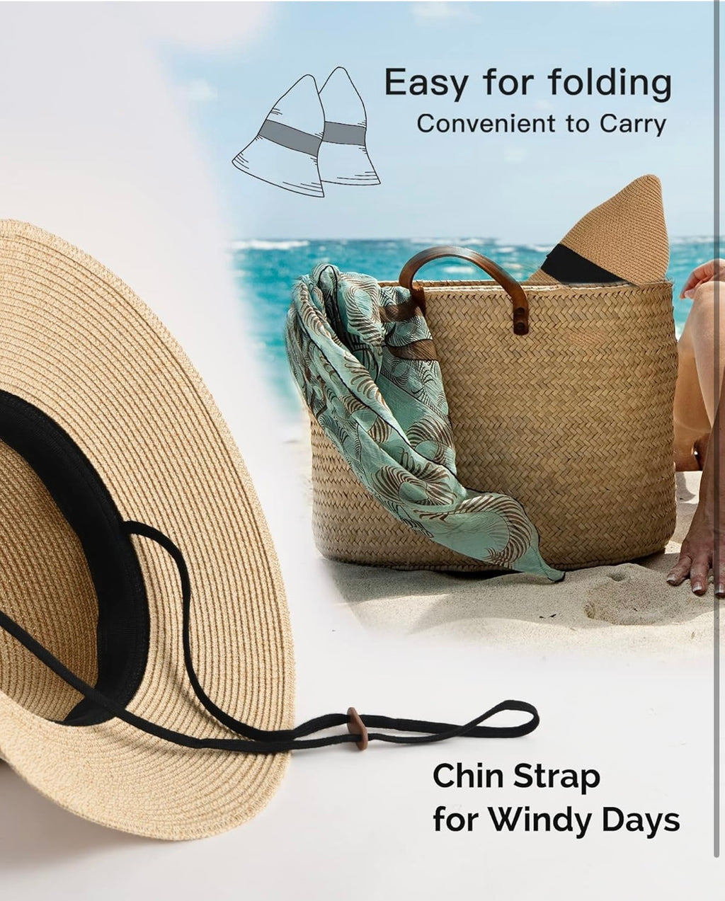 FURTALK Womens Beach Sun Straw Hat UV UPF 80+ Travel Foldable Brim Summer UV Hat! Special gift with orders over $100