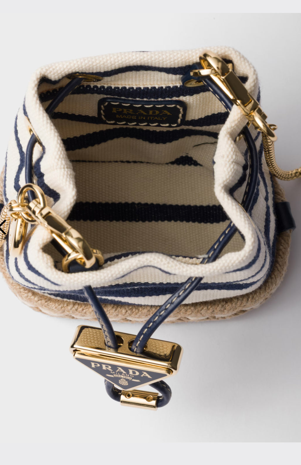 Prada Striped fabric mini-pouch